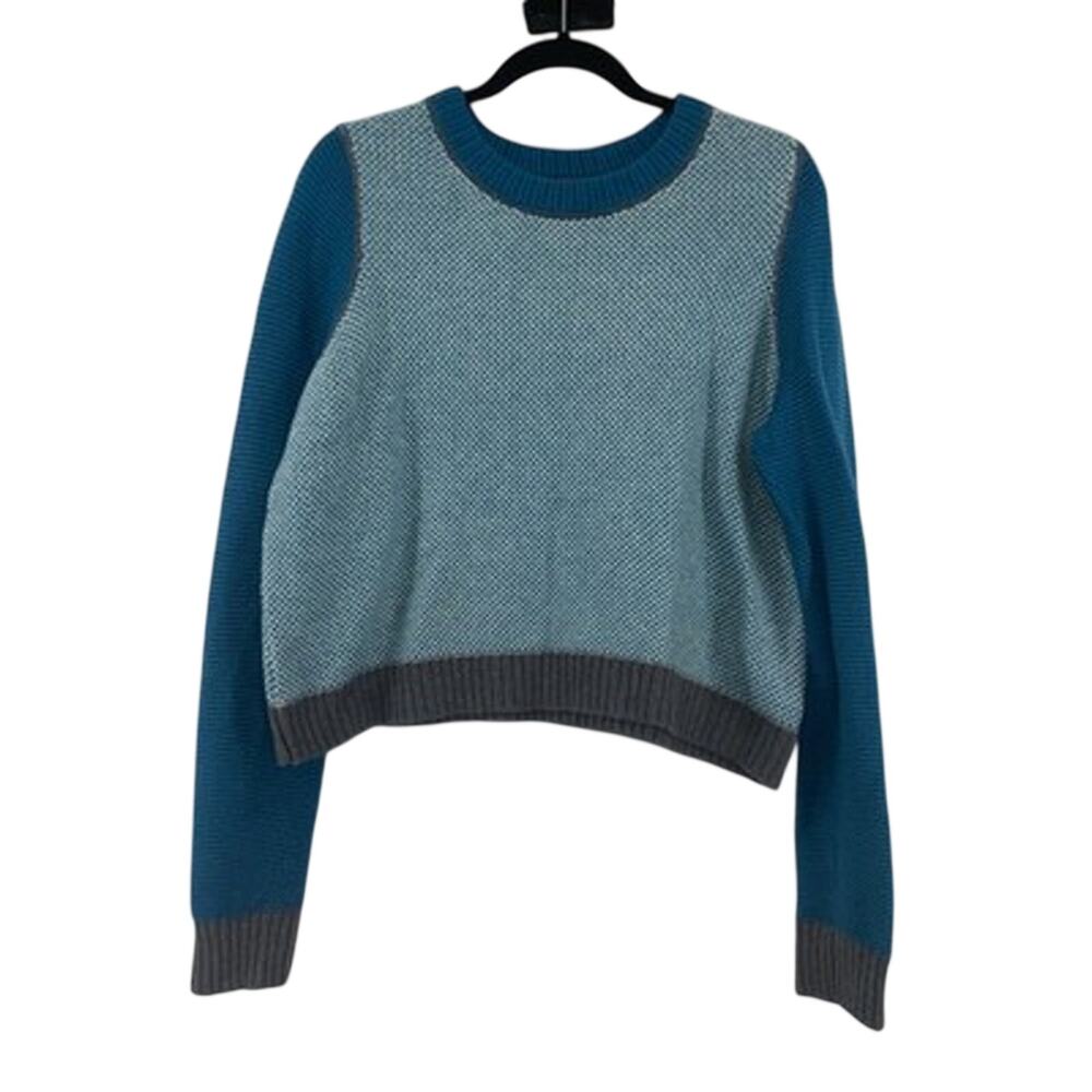 Krimson Klover Teal Blue Wool Blend Textured Knit Sweater Womens Large